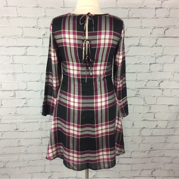 Loft Plaid Tie Back Dress, Size 12 - Picture 10 of 14